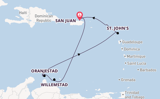 Caribbean vanaf San Juan, Puerto Rico met de Disney Dream