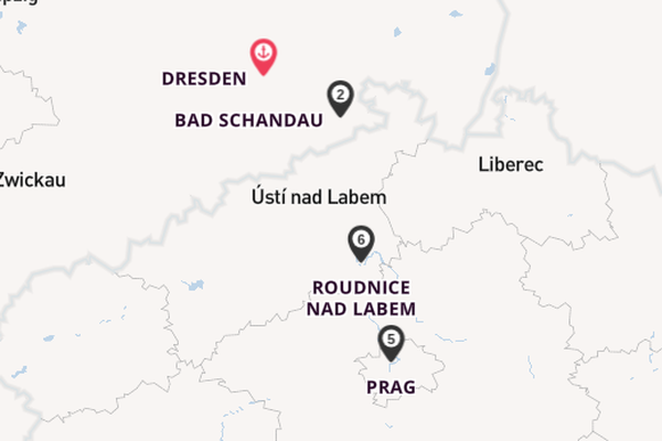 Elbe ab Dresden, Deutschland auf der MS Sans Souci