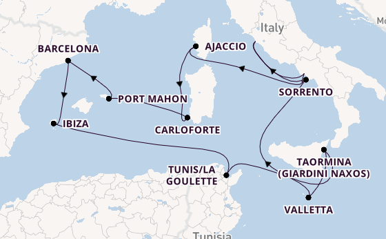 Western Mediterranean from Rome (Civitavecchia), Italy with the EXPLORA II