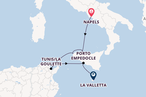 Westelijke Middellandse Zee vanaf Napels, Italië met de Le Laperouse