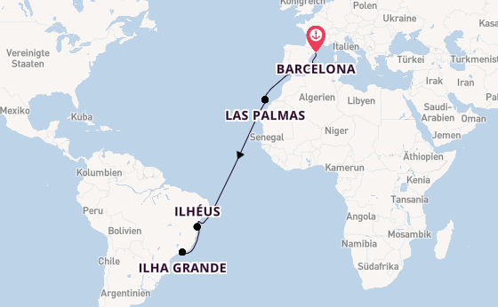 Transatlantik ab Barcelona, Spanien auf der MSC Divina