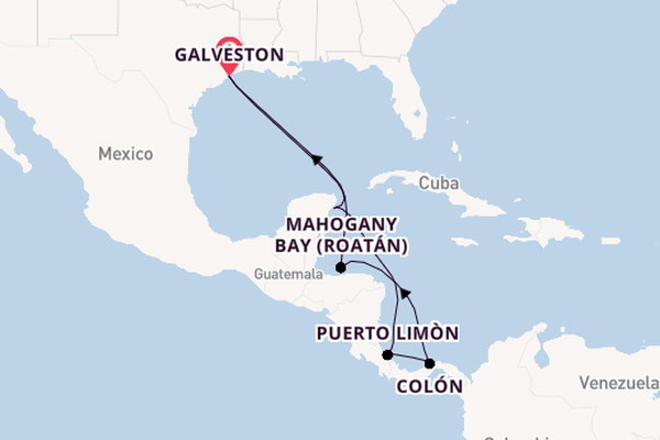 Central America from Galveston, Texas, USA with the Carnival Miracle