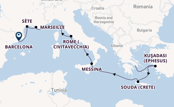 Mediterranean Sea from Athens (Piraeus), Greece with the Viking Vela