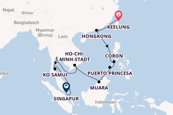 Südostasien ab Keelung, Taiwan auf der Norwegian Sun