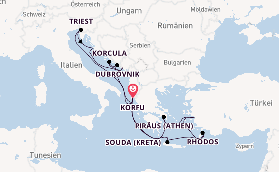 Östliches Mittelmeer ab Korfu, Griechenland auf AIDAblu