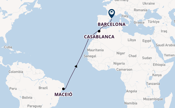 trans-Atlantisch vanaf Maceió, Brazilië met de MSC Divina
