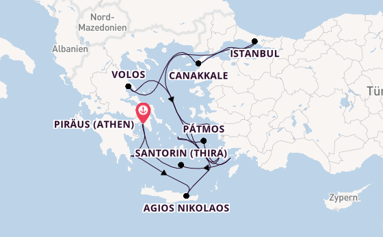 Östliches Mittelmeer ab Piräus (Athen), Griechenland auf der Seabourn Ovation