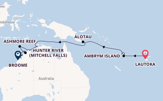 Australia from Lautoka, Fiji with the Seabourn Pursuit
