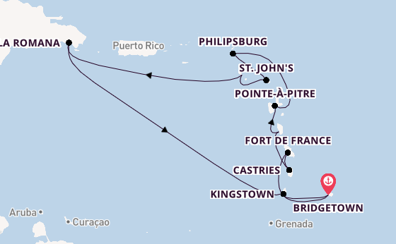 Südliche Karibik ab Bridgetown, Barbados auf der Mein Schiff 4