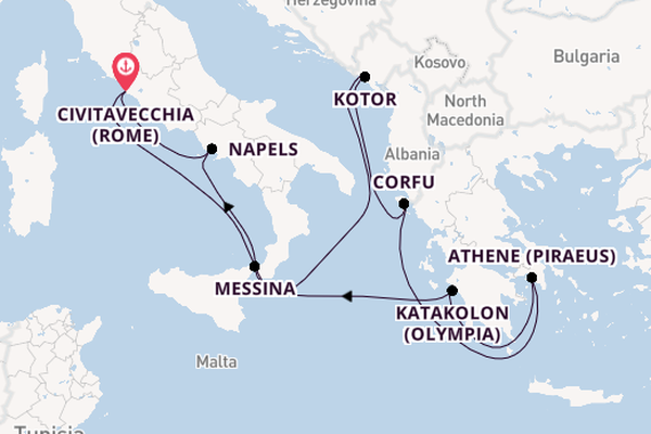 Middellandse Zee vanaf Civitavecchia (Rome), Italië met de Majestic Princess