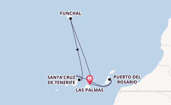 Canarische Eilanden vanaf Las Palmas, Gran Canaria, Spanje met de Mein Schiff 7