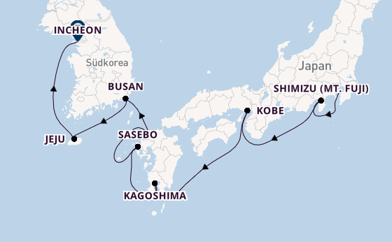 Ostasien ab Tokio, Japan auf der Silver Muse