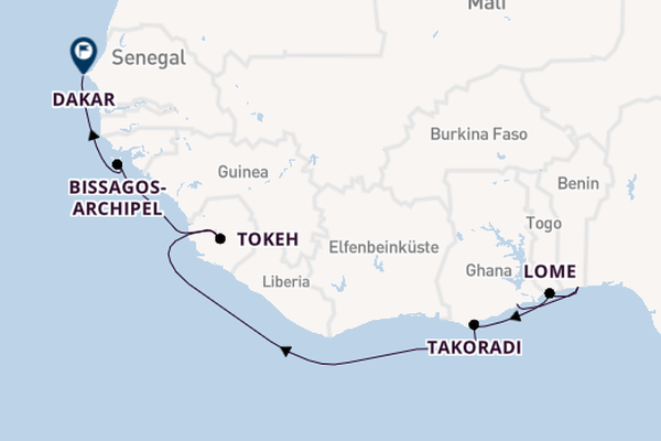 Westafrika ab Tema, Ghana auf der Silver Endeavour