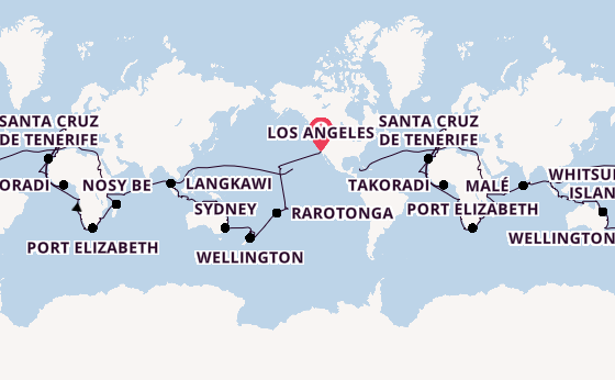 Round-the-World Trip from Los Angeles, California, USA with the Viking Sky