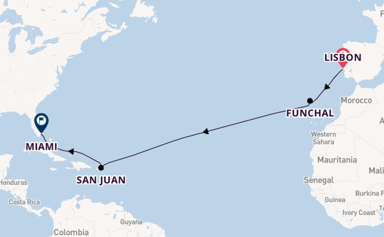 Transatlantic from Lisbon, Portugal with the Seven Seas Grandeur