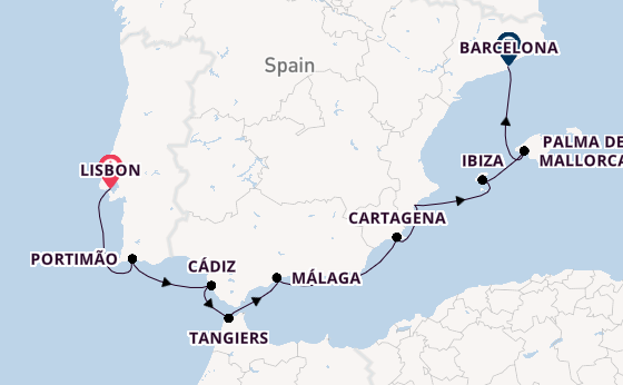 Western Mediterranean from Lisbon, Portugal with the Seven Seas Mariner