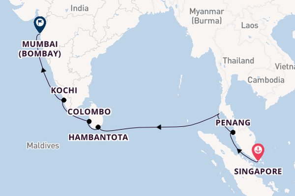 India's Golden Triangle & Taj & Tigers Tour With Luxury Spice Route Voyage & Singapore Stay