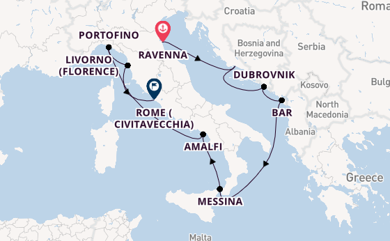 Mediterranean from Ravenna, Italy with the Celebrity Constellation