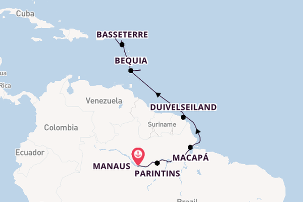 Caribbean vanaf Manaus, Brazilië met de EXPLORA I