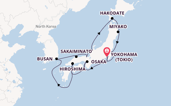 Japan vanaf Yokohama (Tokio), Japan met de Noordam