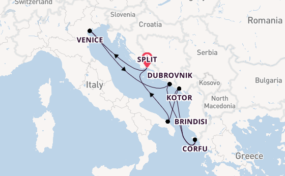 Mediterranean Sea from Split, Croatia with the MSC Armonia 