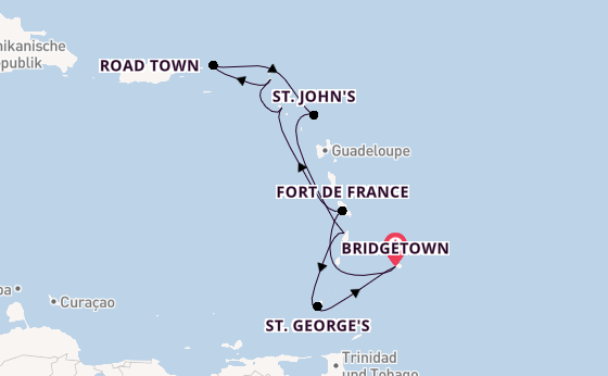 Südliche Karibik ab Bridgetown, Barbados auf der Arvia