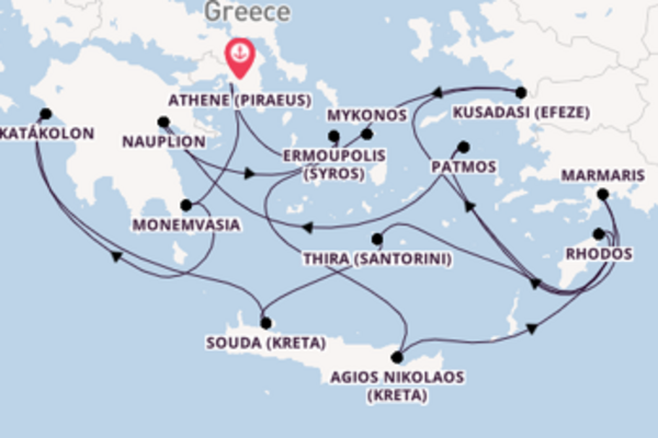 15daagse droomcruise vanuit Athene (Piraeus)