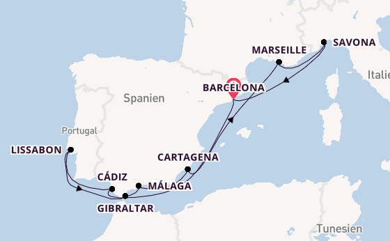 Westliches Mittelmeer ab Barcelona, Spanien auf der Costa Diadema