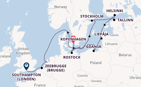 Engeland vanaf Kopenhagen, Denemarken met de Seven Seas Splendor