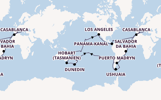 Weltreise ab Barcelona, Spanien auf der MSC Magnifica