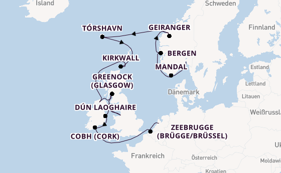 Britische Inseln ab Oslo, Norwegen auf der Seven Seas Grandeur