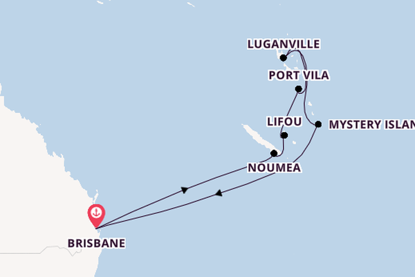 Zuidelijke Stille Oceaan vanaf Brisbane, Australië met de Crown Princess