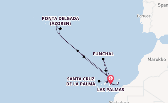 Kanarische Inseln ab Las Palmas, Gran Canaria auf der Mein Schiff 7