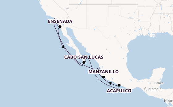 Mexican Riviera from Long Beach, California, USA with the Carnival Firenze