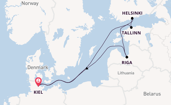 Oostzee vanaf Kiel, Duitsland met de Mein Schiff Relax
