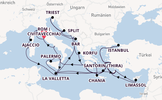 Mittelmeer ab Civitavecchia (Rom), Italien auf der Enchanted Princess