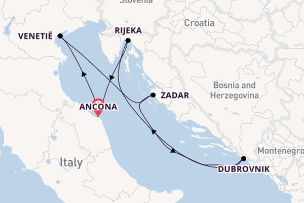 Middellandse Zee vanaf Ancona, Italië met de MSC Lirica