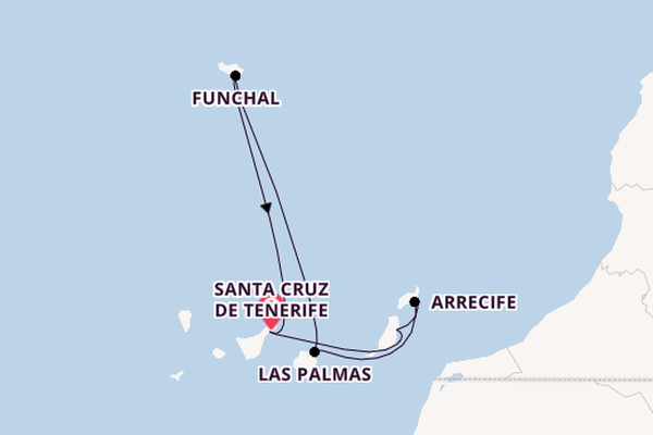 Canarische Eilanden vanaf Santa Cruz de Tenerife, Tenerife, Spanje met de Costa Smeralda