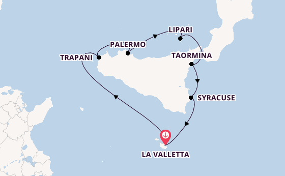 Westelijke Middellandse Zee vanaf La Valletta, Malta met de Le Bougainville