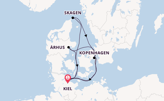 Oostzee vanaf Kiel, Duitsland met AIDAnova