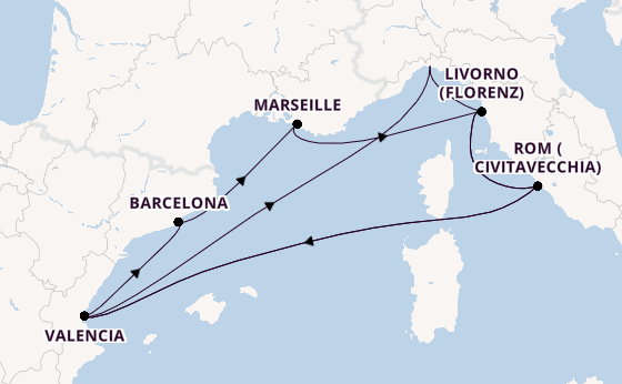 Westliches Mittelmeer ab Genua, Italien auf der MSC Sinfonia
