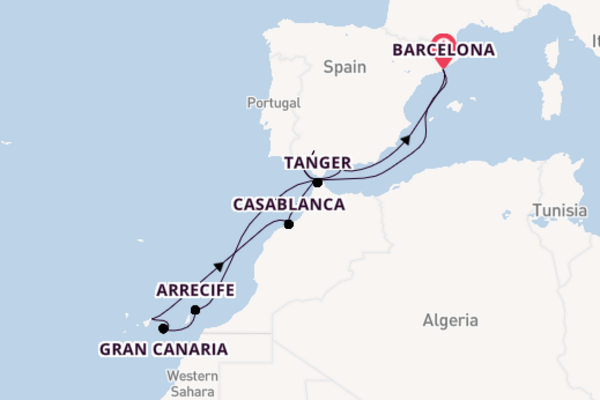 Canarische Eilanden vanaf Barcelona, Spanje met de Celebrity Infinity