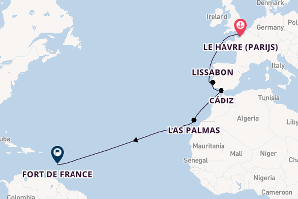 Canarische Eilanden vanaf Le Havre (Parijs), Frankrijk met de Costa Favolosa