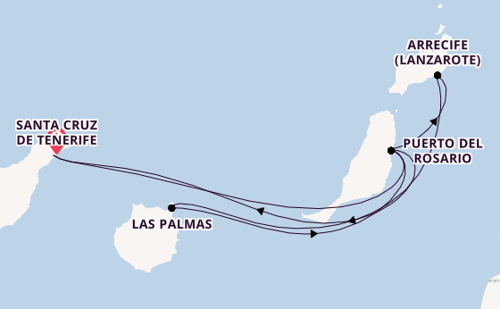 Kanarische Inseln ab Santa Cruz de Tenerife, Spanien auf der Costa Smeralda