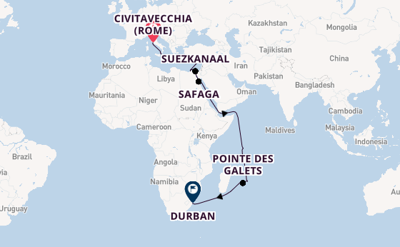 Middellandse Zee vanaf Civitavecchia (Rome), Italië met de MSC Sinfonia