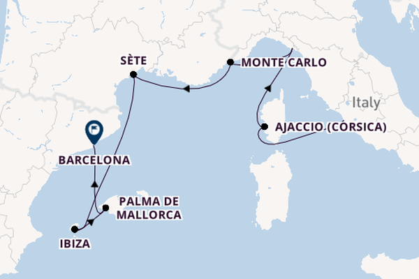 Westelijke Middellandse Zee vanaf Civitavecchia (Rome), Italië met de Marina