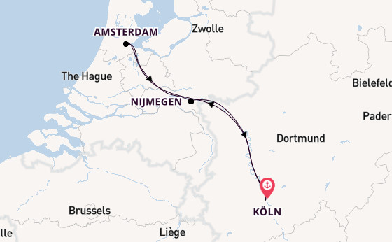Rhein ab Köln, Deutschland auf der MS VistaRio