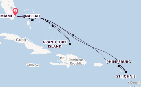 Caribbean from Miami, Florida, USA with the MSC Meraviglia