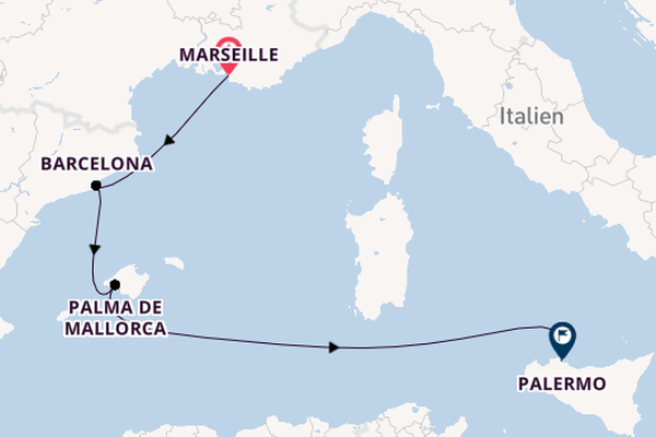 Westliches Mittelmeer ab Marseille, Frankreich auf der Costa Toscana