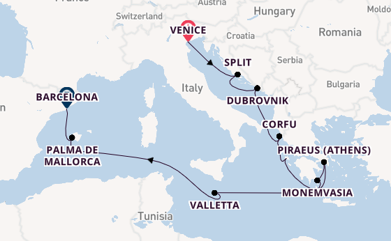 Mediterranean from Venice, Italy with the Seven Seas Grandeur